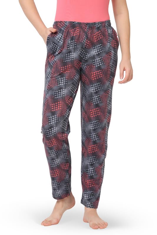Women's Cotton Regular Fit Dot Printed Pyjama with Zip Pocket Sports-picture-11