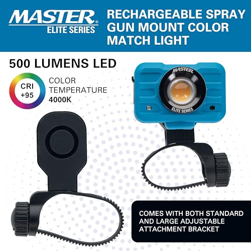 Master Airbrush MAS SGL-007 Master Elite Rechargeable Spray Gun Mount Color Match Light, 500 Lumen Led, Cri 95+ - Replicates Natural Sunlight, Illuminates Paint Surface Sprayed, Ensures Even Coverage - Automotive Repair Coating thumb #1