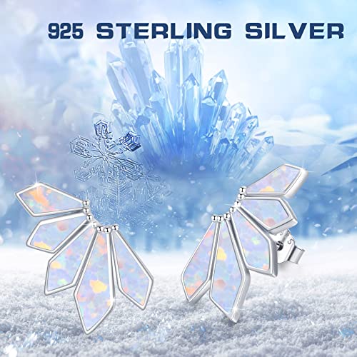 Aoveao Opal Earrings, Leaf Earrings 925 Sterling Silver Geometric Maple Leaf Stud Earrings Hypoallergenic Opal Leaf Stud Earrings Geometric Maple Leaf Jewelry For Women Girls #TOP2