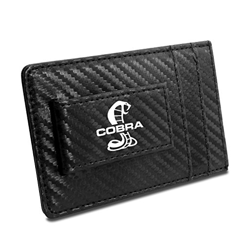 Ford Mustang Cobra Carbon Fiber Style Minimalist Leather Slim Wallet RFID Block with Money Clip2