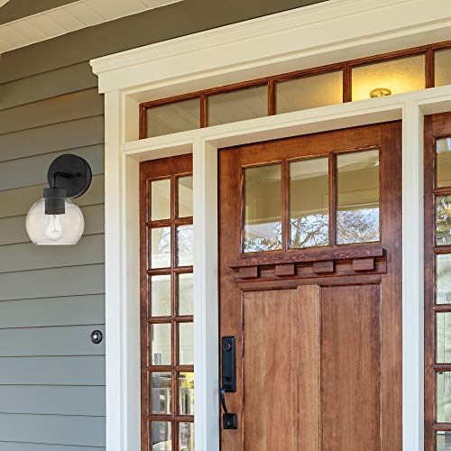 Globe Electric 44431 Bangor 1-Light Outdoor Wall Sconce, Matte Black, Clear Glass Shade #TOP5