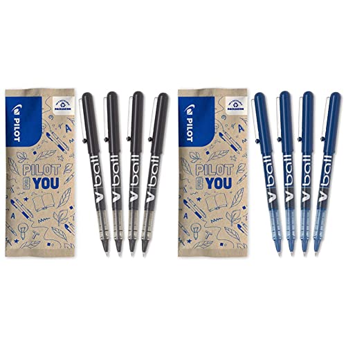 Pilot - Flowpack 4uds - Bolígrafo Roller tinta líquida V-Ball 05 - punto Fino - negro + Flowpack 4uds - Bolígrafo Roller tinta líquida V-Ball 05 - punto Fino - azul Cover