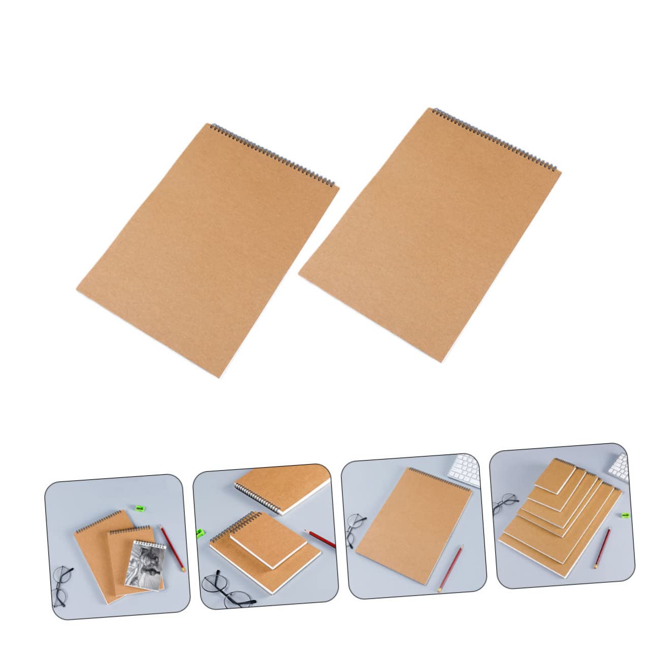 Carnet de Croquis à Spirale pour Étudiants, Lot de 2, Pages Blanches