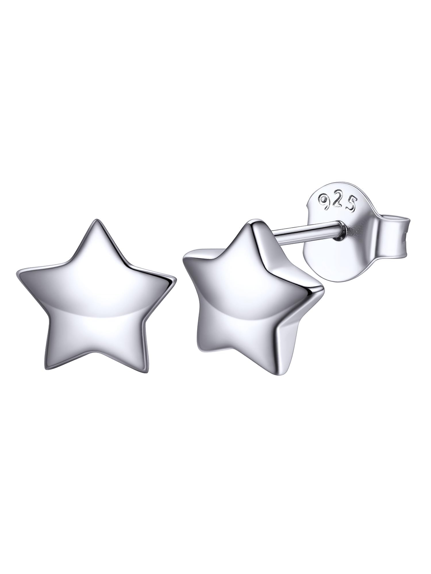 ChicSilver 925 Sterling Silver Stud Earrings Hypoallergenic, Dainty Simple Heart/Star/Moon/Lightning/Butterfly Earrings for Women with Gift Box