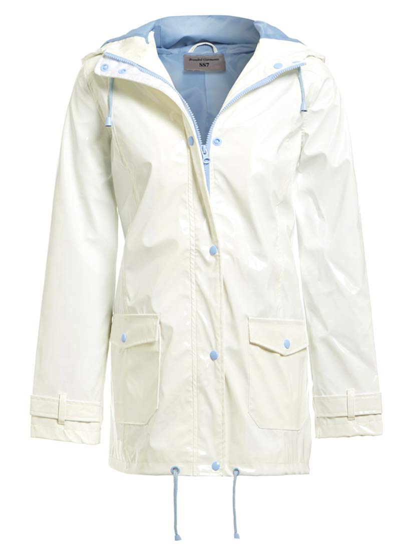 NEW SS7 Women's Waterproof Rain Mac, Pink, White, Sizes 6 to 14 (UK - 12, White)