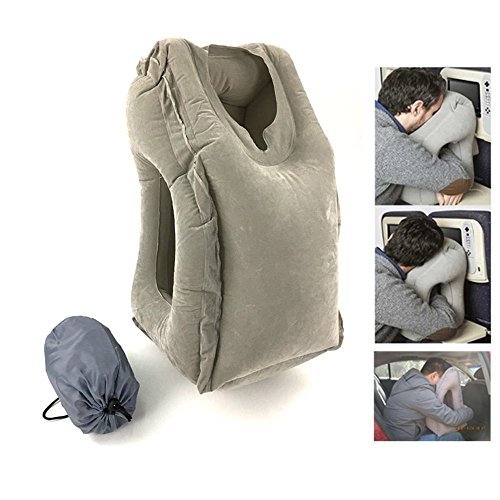 Fawei Inflating Travel Pillow, Traveling pillow for Airplanes for Neck Support in Cars, Planes (Gray)