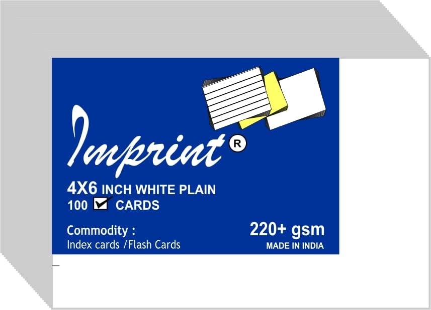 IMPRINT Unruled and White Thick Index Cards 4 x 6 inches Pack of 100