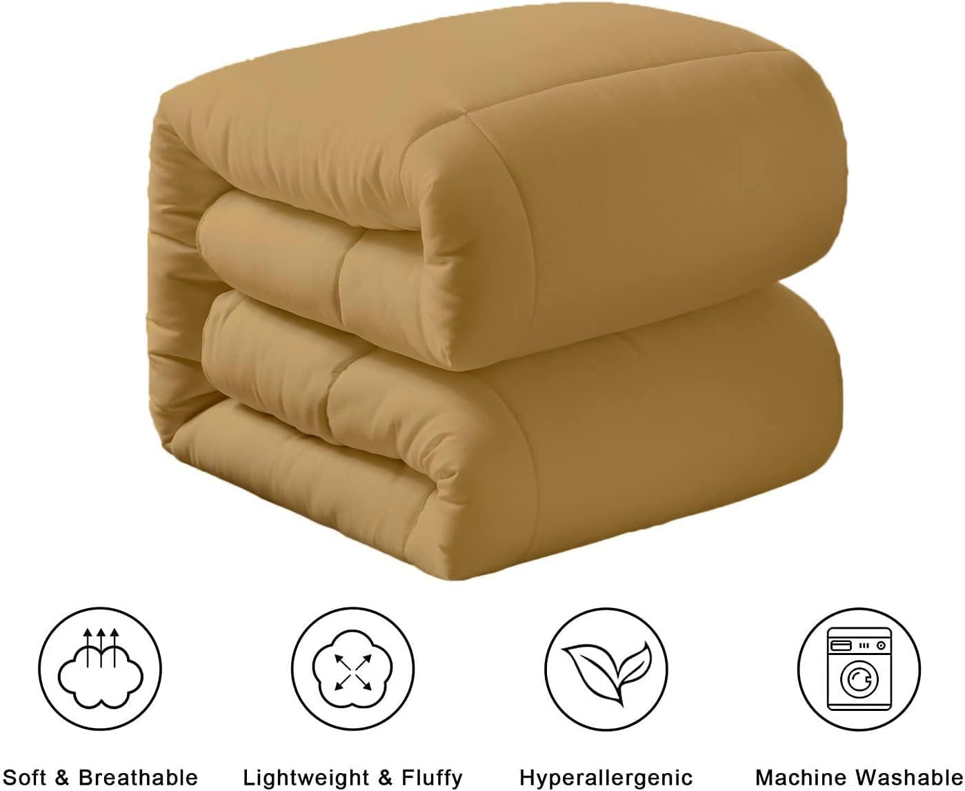 Luxurious Down Alternative Comforter- Oversized Queen 98'' x 98'' Inch 1 Piece All-Season Duvet Insert, 400 GSM with Corner Tabs 100% Egyptian Cotton - Taupe