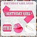 Uintoon Birthday Girl Sash for Women, Pink Happy Birthday Sash for Girls, Birthday Girl Party Decorations, Birthday Gifts Glitter Sash Party Favors Accessories for Girls Women