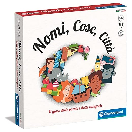 Clementoni- Nomi, Cose, Città Tavolo, società per Tutta la Famiglia, Gioco di vocaboli, 2-6 Giocatori, Bambini 7 Anni+, Made in Italy, Multicolore, 16634