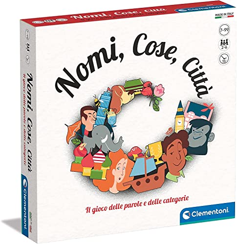 Clementoni - Nomi Cose e Città, Gioco da Tavolo con 29 Carte Categoria, per Bambini 7+ Anni e Tutta la Famiglia, 2-6 Giocatori, Idea Regalo Made in Italy, Lingua Italiana, 16634