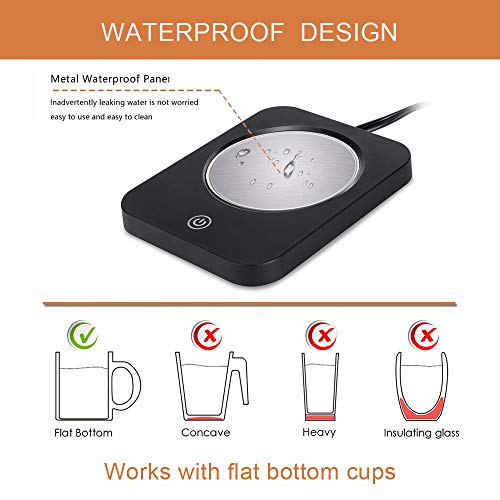 Mug Warmer, Coffee Warmer for desk, Cup warmer with automatic shut off for Office Home Use, Electric Cup Beverage Plate for Candle, Water, Cocoa, Milk (Black)