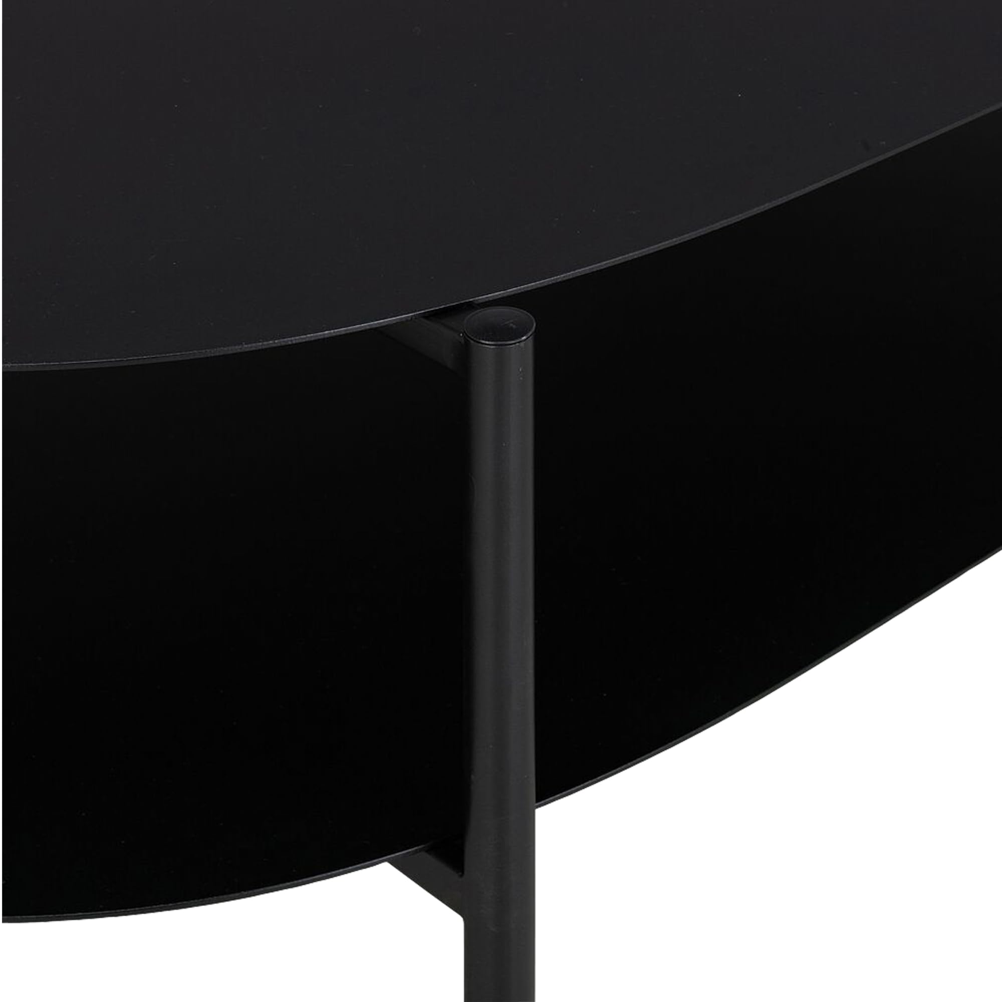 [en.casa] Mesa de Centro Ovalada Mesa Baja con 1 Estante Mesa de Café para Salón Sala de Espera Despacho Estilo Industrial Acero 112 x 62 x 41 cm - Negro Mate