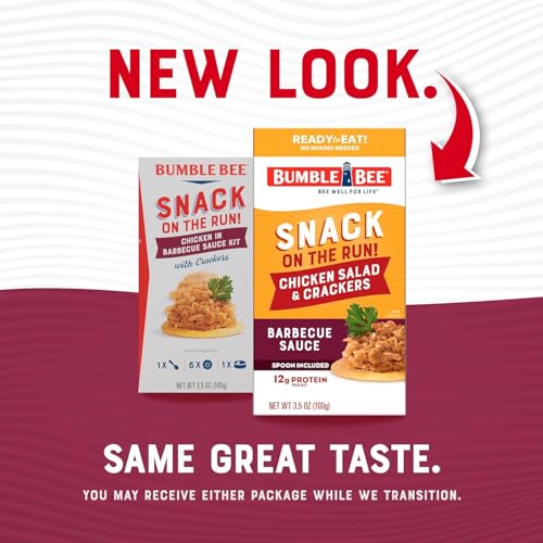 Image of Bumble Bee Snack on the Run Duo (2 Total Kits) - BBQ Chicken Salad and Chipotle Chicken Salad with Crackers - Ready to Eat Protein Snacks
