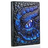 Mazeran Taccuino 3D con copertina rigida con occhio di drago, fatto a mano in polystone con occhio di drago oceano, linea A5, diario, decorazione artistica fantasy