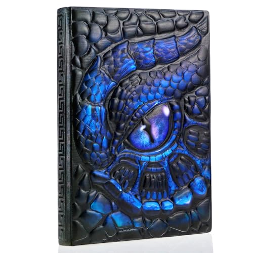 Mazeran Taccuino 3D con copertina rigida con occhio di drago, fatto a mano in polystone con occhio di drago oceano, linea A5, diario, decorazione artistica fantasy