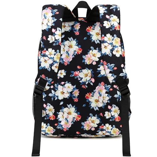 Image of abshoo Classical Basic Floral Womens School Backpack For College Teen Girls Water Resistant Bookbag (Floral Black A)