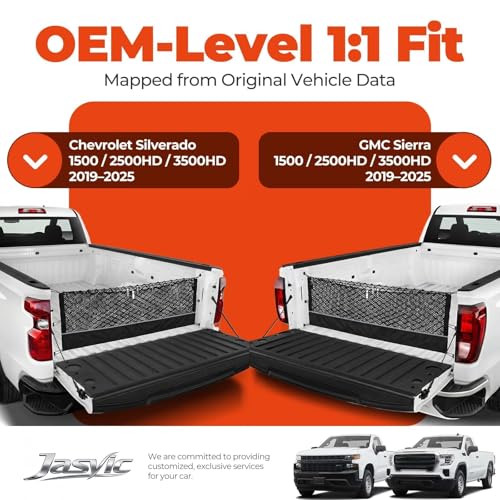 Image of 3-Layer Cargo Net for Chevrolet Silverado & GMC Sierra 2019-2026 Cargo Nets | Truck Bed Net with Integrated Zippered Storage Bag, Heavy-Duty Cargo Organizer Netting for Camping, Trips & Everyday Use