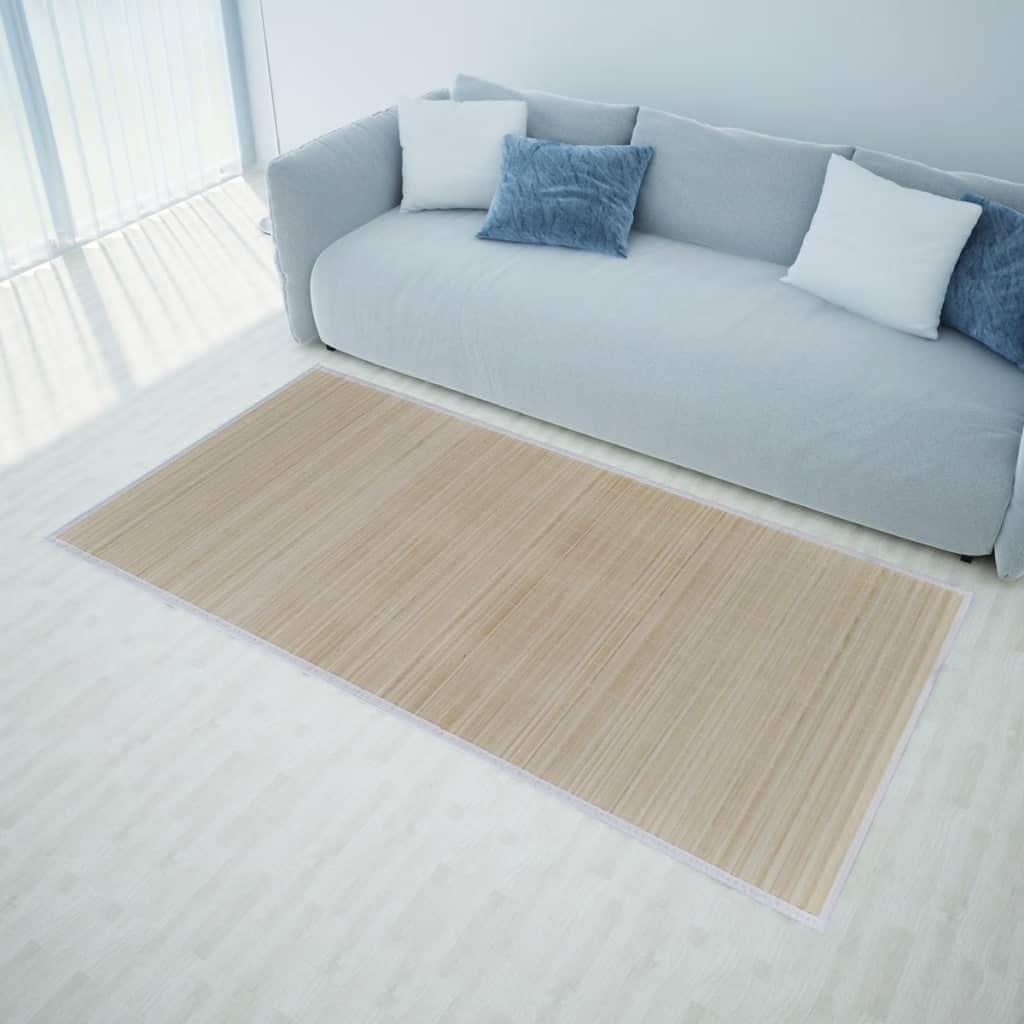 Tapis rectangulaire en Bambou Naturel 120x180 cm 2 pièces antidérapant PVC pour Salon Chambre Cuisine Couloir entrée Bureau détente