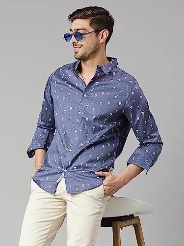 Image of Thomas Scott Men's | Printed | Full Sleeve | Slim Fit | 100% Cotton | Spread Collar | Casual Shirt