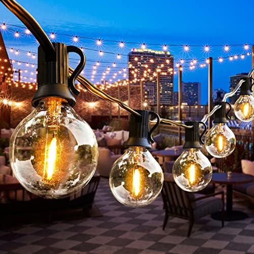 LED Outdoor String Lights, Hidixon 53.2FT Festoon Lights Outdoor with 30+2 Plastic E12 Bulbs, Garden Patio Outside Globe Lights, Waterproof IP44 for Indoor & Outdoor Wedding Backyard Café Party Décor