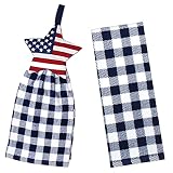 Celebrate Patriotic Kitchen Towels, Set of 2 Coordinating Cotton Terry Dishtowels, Red, White, Blue