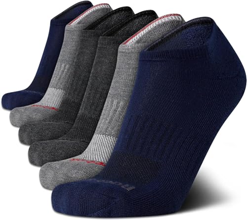 Reebok Men’s Low Cut Socks – 6 Pack Basic Cushion Low Cut No Show Socks for Men - Men's Athletic Socks (Size: 6-12.5), Size 6-12.5, Navy/Grey