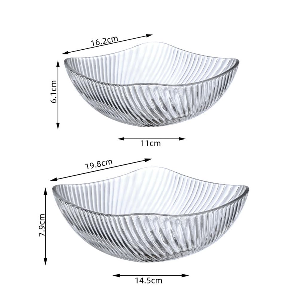 Juego de 2 cuencos de vidrio para mezclar, cuencos transparentes para servir ensaladas, ideales para preparar y hornear, cuencos de postre de vidrio apilables para cocina