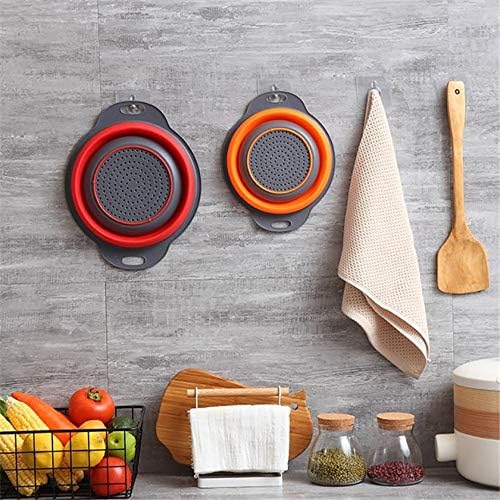 Set of 2 Collapsible Kitchen Colander/Strainer Colander Set, Environmentally Friendly Non-Toxic Easy to Clean, 2 Sizes Including (RED)