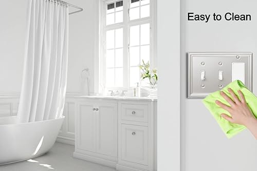 Miniatura 4 de Cubierta de interruptor de luz doble palancadecorador individual Luca de metal, placa de pared de 2 paquetes, níquel cepillado de 3 bandas, cubierta