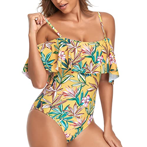 Maillot de bain une pièce jaune pour vos journées détente à la plage et piscine