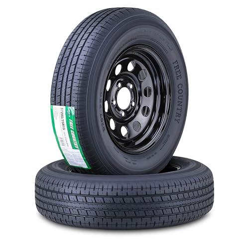 Free Country Trailer Tire Wheel Assembly ST205/75R15 8-Ply D 107N 5 Lug on 4.5' PCD Black Mod Wheel, SET 2