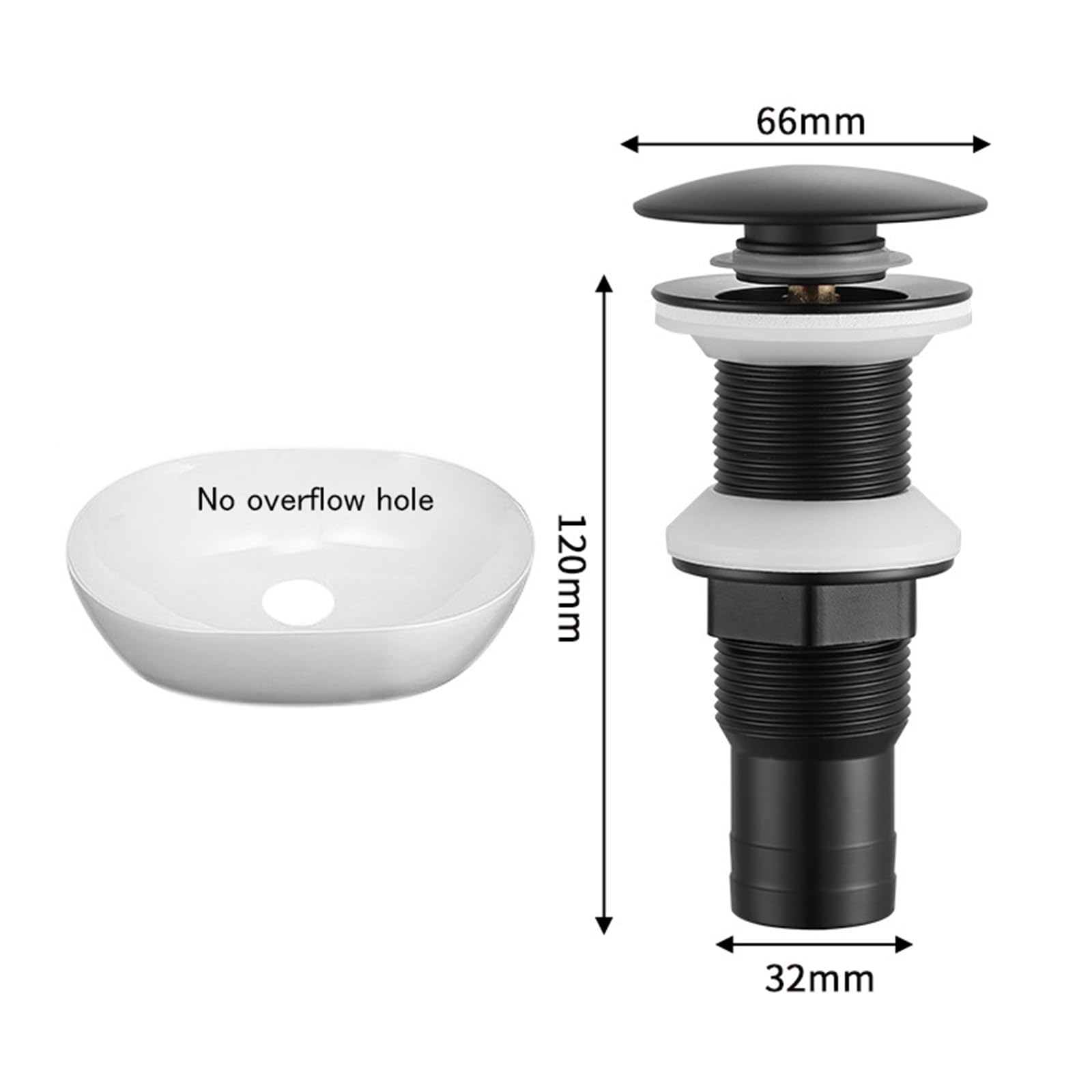 Bonde De Lavabo Noir, Bonde De Lavabo Longue Bonde Lavabo Salle De Bain Pop Up Bonde Escamotable Tout Cuivre, noir, Non Poreux