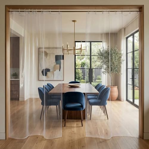Image of Zyraan Clear Transparent PVC Plastic AC Curtain 0.20 mm Thick | Flexible Door Air Conditioner Curtain | Dust & Air Blocking, Energy Saving | 8 ft x 4.5 ft | Pack of 2