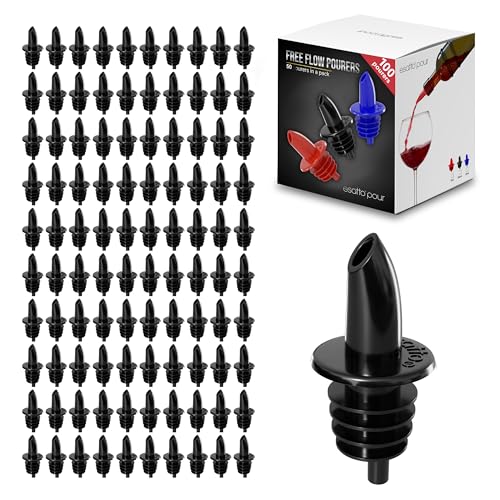 Esatto 100 Piece Plastic Bottle Pourer - Versatile Drink and Alcohol Pourer Spout - Easy Install, Durable, Professional Bar Tool