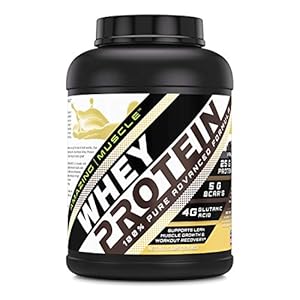 Amazing Muscle Whey Protein Isolate & Concentrate Powder | Vanilla Flavor | 25 G Protein per Serving | 70 Servings | Non-GMO | Gluten-Free | Made in USA