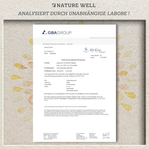 Folsäure BIOAKTIV 400µg - 365 Folsäure Tabletten mit bioaktiver Folsäure (L-5-MTHF) - optimal hochdosiert - Kinderwunsch & Schwangerschaft - laborgeprüft mit Zertifikat - 100% vegan - Jahresvorrat