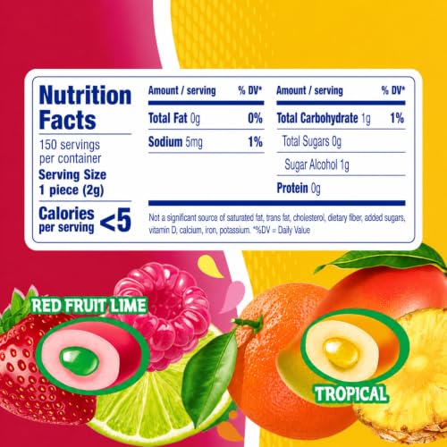 Image of Mentos Sugar Free Chewing Gum, Red Fruit Lime, 15 Piece Bottle (10 Pack)