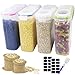 Price comparison product image APLANET 4pcs Cereal Storage Container - Large Sealed Cans 4L (136oz) in 4 Colors, with Stickers and Brushes, for Cereals, Flour, Coffee, Pet Food, etc.