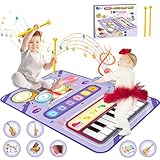 OYEWRK Tapete Musical para Niños,2-in-1 Tapete Musical con Tambor,Teclado de Suelo Plegable con 7 Sonidos de Instrumentos...