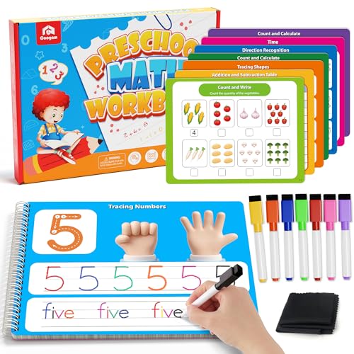 Coogam Math Learning Game for Kids Age 3-8, Number Tracing Handwriting Practice Workbook, Math Addition and Subtraction, Montessori Educational Preschool Learning Activities Gift Toy by Coogam - Used condition - US$16.66