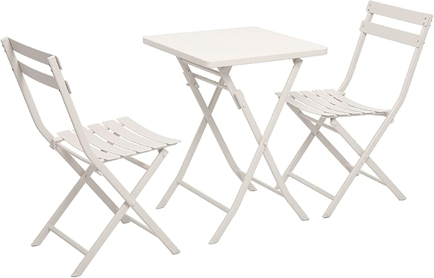 Folding Table Chair Set (3PCS) Outdoor Iron Coffee Tables, for Home Balcony/Terrace/Coffee Shop/Milk Tea Shop Portable Dining Table(J)