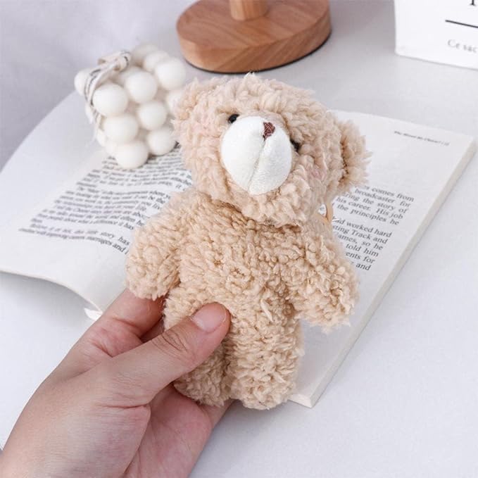 Miniatura 5 de DPWOUM Llavero de corazón rosa oso marrón, llavero de algodón suave llavero DIY, animales de peluche artesanales, llavero de oso, accesorios de