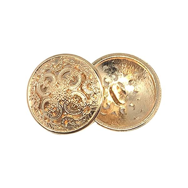 20PCS Clothes Button - Retro Hollow Sewing Button Shank Round Shaped Metal Button Set for Men Women Blazer, Coat, Uniform, Shirt, Suit and Jacket (Light Gold, 20mm)