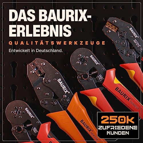 BAURIX® Crimpzange Set mit 1800 Aderendhülsen Set I Aderendhülsenzange selbsteinstellend [Für 0,25-10mm²] I Krimpzange, Crimpzangen, Crimp Zange, Presszange - Modell: PERSEUS (4-Kant)