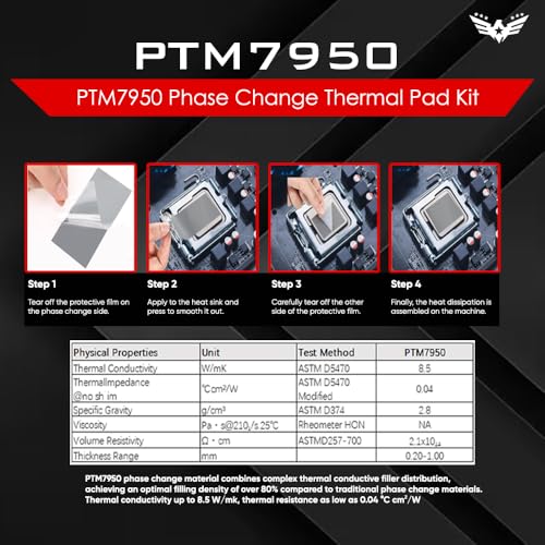 Image of WAR HAMMER Raptor PTM7950 Phase Change GPU Thermal Pad, Ultra High Performance Silicone Grease 8.5W /mK CPU Thermal Paste for PS5 CPU GPU SSD M.2 Laptop, German Engineered (40 x 80 x 0.2mm)