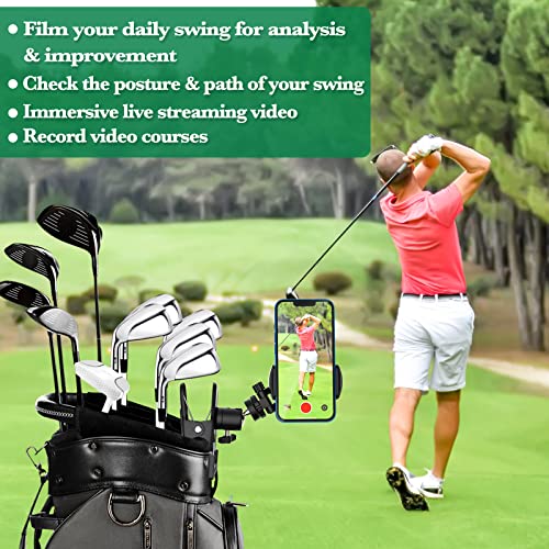 MoKo Golf Handyhalter Golfschwungs, Universal Golf Smartphone Halter 360° Drehbar Golf Handy Clip Halter Golf Swing Analyzer für 4,7 - 6,8 Handy Golf Handyhalter für Golf Trolley Golfwagen, Schwarz