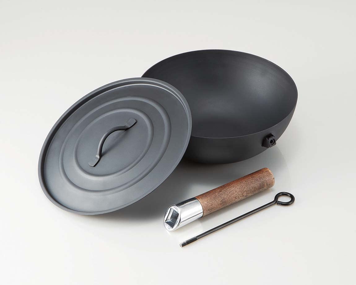 Amazon | 取っ手の取れる 中華鍋 フタ 収納袋付 シーズニング不要 空