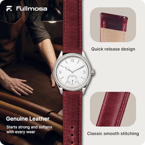 Image of Fullmosa Watch Band, Quick Release Leather Watch Strap Compatible with Samsung Galaxy Garmin for Men Women, Replacement Bands Width 12mm 14mm 16mm 18mm 19mm 20mm 21mm 22mm 24mm
