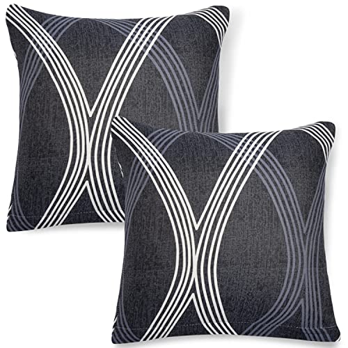 Image of HOKIPO Stretchable Cushion Cover 16x16, Pack of 2, Shadow Grey (AR-4098-D18*2)